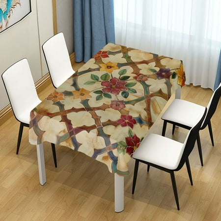 

ALAZA Moroccan Trellis Flowers Rectangle Tablecloth Tablecover Dinning Table Cloth 54 x72
