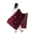 thumbnail image 3 of BURGUNDY Velvet Scarf Gota Patti Four Side Work Party Wear Dupatta/Chunni Shawl, 3 of 4