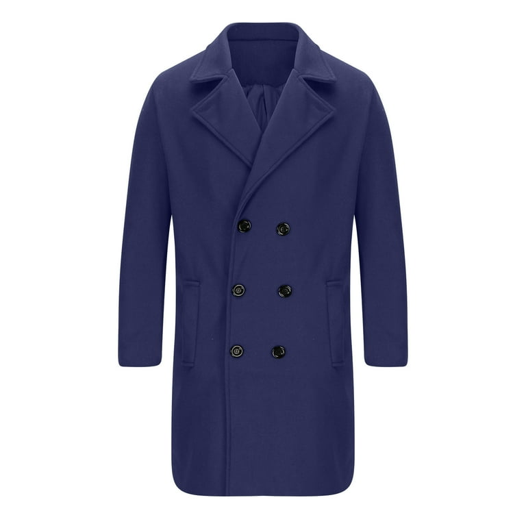 VIP【関税送料無料】希少 MONTECORE DARK BLUE WOOL TRENCH COAT Stylish Trench Coat Premium Winter Business Top Coat Wool