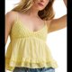 thumbnail image 3 of Camisola de Cuello en V para Mujer, Estilo Y2K, con Tirantes Finos, Peplum, Top Tipo Babydoll, Holgada, , para Verano. Amarillo L, 3 of 9