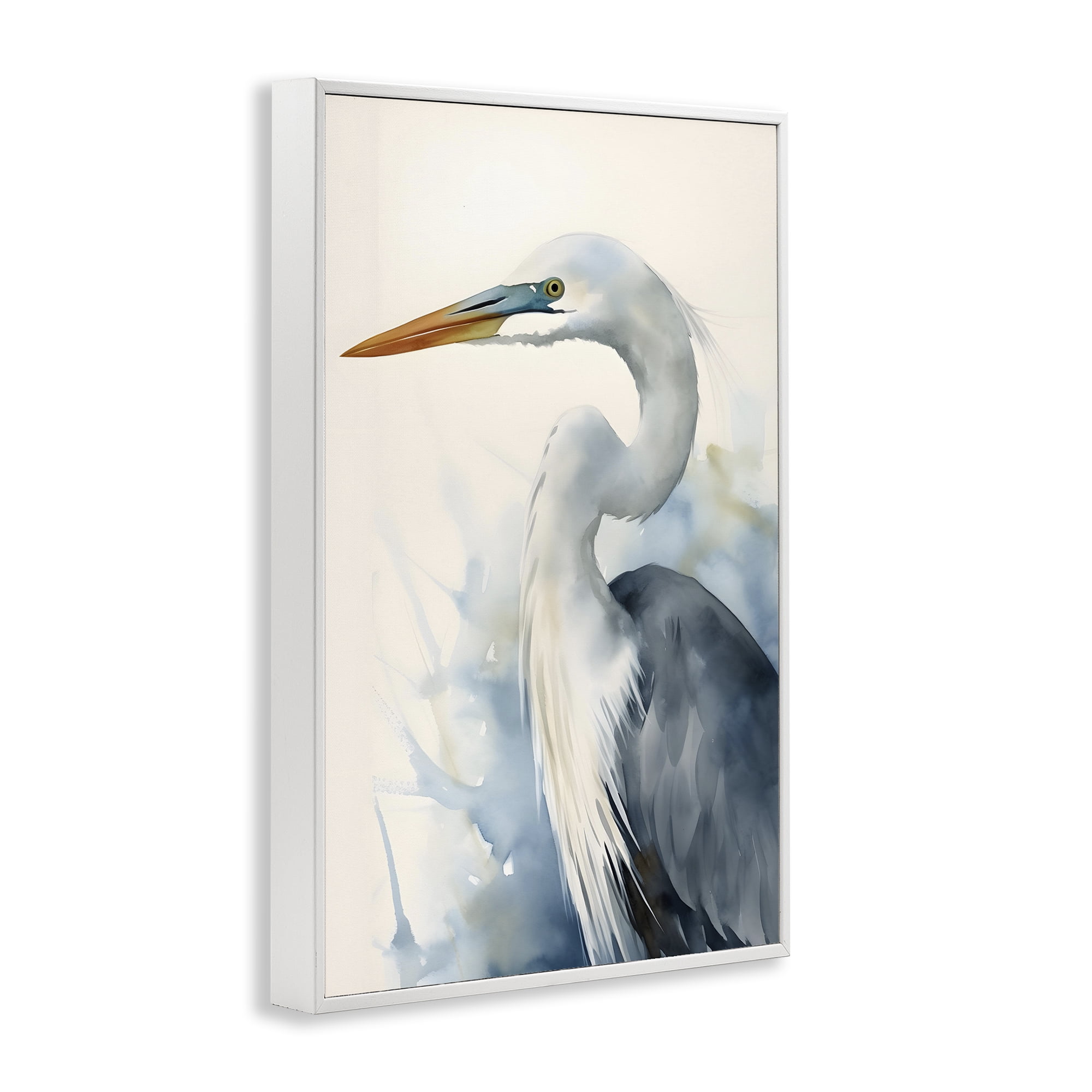 Stupell Industries Quiet Heron View Animals & Insects Painting White Framed Art Print Wall Art, 20 x 30