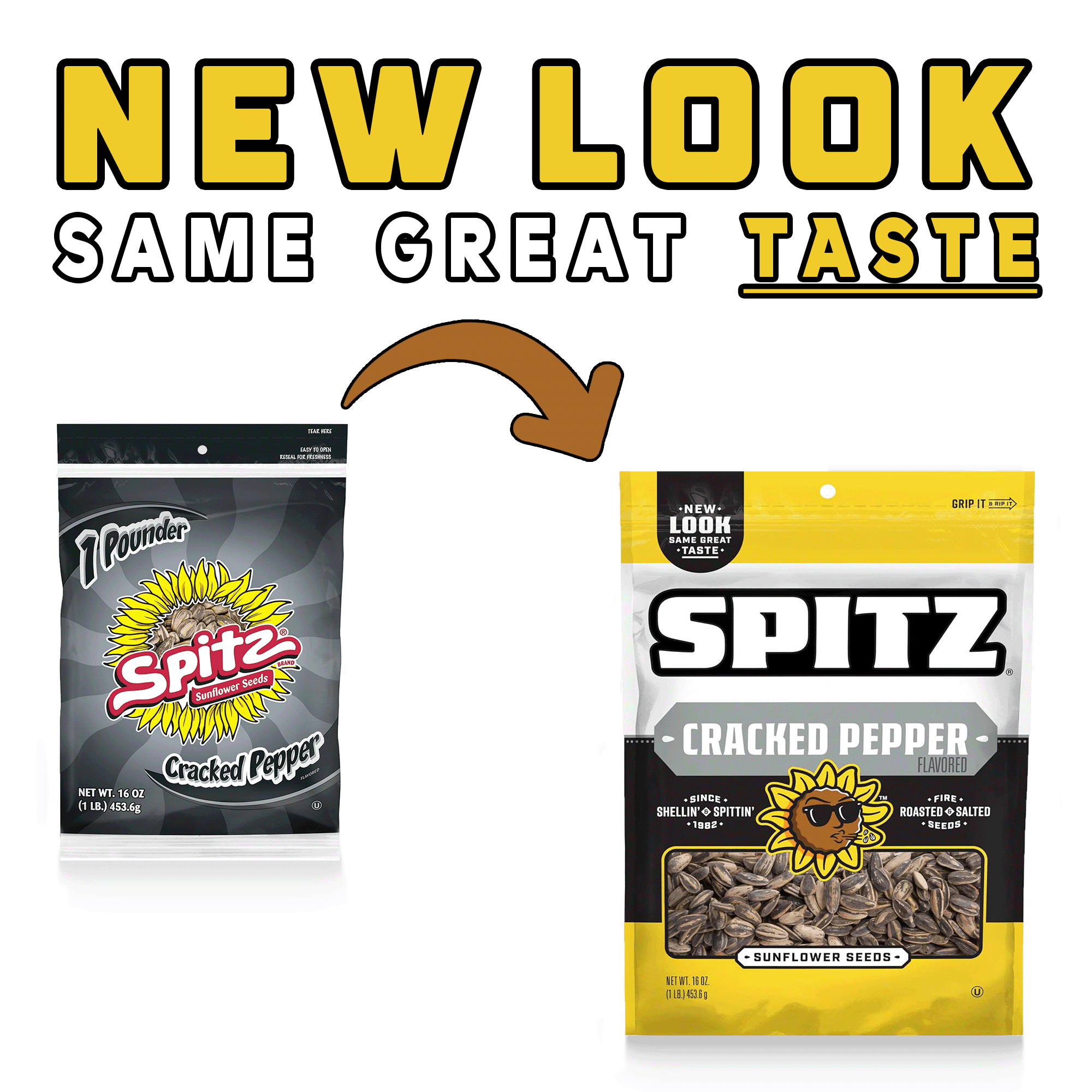 Spitz Cracked Pepper Sunflower Seeds, 16 oz (Pack of 3) – Roasted & Seasoned, Keto-Friendly Snack, Resealable Bag