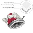 thumbnail image 7 of Oven Mitts and Pot Holders 4 Piece, Leaves Anemone Flowers Red Grey High Heat Slip Resistant Oven Mitt and Trivets Set Kitchen Oven Glove Pot Holders for Cooking Baking Grilling, 7 of 7