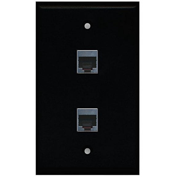 RiteAV (1 Gang Flat 2 Port Cat5e Shielded Wall Plate Black