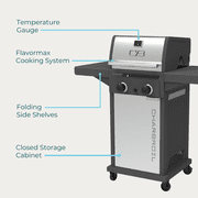 Charbroil Performance Series™ FlavorMax™ 2 Burner Gas Grill Cabinet with Foldable Side Shelves, Stainless Steel