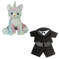 Mystic Cat 16 inch with Tuxedo Outfit Stuffed Animal, Dinner Cloth Plush Toy, Gift for Kids