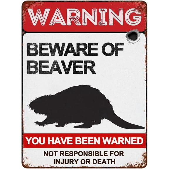 Beware of Beaver Signs 8"x12" Vintage Metal Warning Signs About Beaver Activity Areas for Outdoor Fences Yards Garden