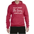 thumbnail image 2 of Wild Bobby Plot Twist He Lives Luke 24:23 Inspirational/Christian Unisex Graphic Hoodie Sweatshirt, Vintage Heather Red, XX-Large, 2 of 5