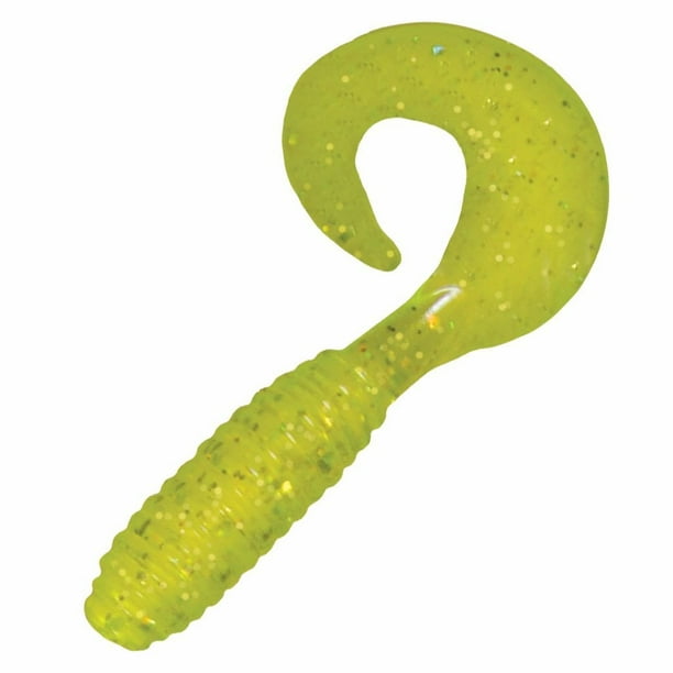 Kalin's Freshwater 2 in. Lunker Fishing Grub, Chartreuse Hologram