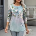 thumbnail image 5 of Fewfanhot Womens Casual Tops 2026 Blouse Crewneck Pleated Tunic Tops 3/4 Sleeve Dressy Casual Shirts Business Work Outfits, 5 of 7