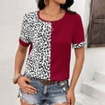 thumbnail image 2 of WEAIXIMIUNG Chemises à Manches Longues pour Femmes Travail T-Shirts à Manches Courtes Mode Col Rond Hauts Imprimé Léopard Blouses Décontractées, 2 of 9