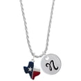 thumbnail image 1 of Delight Jewelry Silvertone Red and Blue Texas Silvertone Script Initial Disc - N - Charm Necklace, 20"+3", 1 of 4