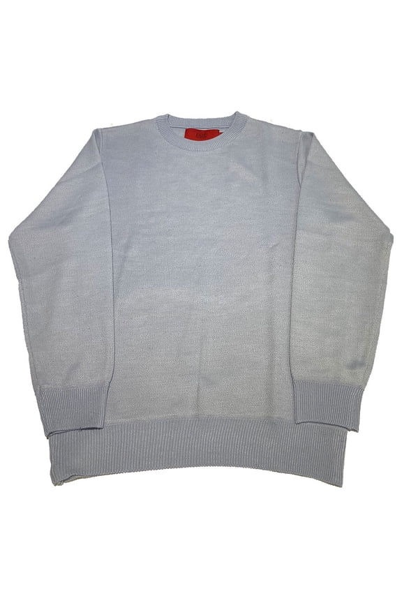 Baby Blue Solid Crew Neck Black Boys Sweater