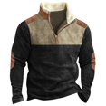 thumbnail image 5 of Men's Stand Collar Sweatshirt with Faux Fur Hood, Outdoor Casual Top, Spring Fall Fleece Jacket for Cold Weather, Christmas Gift, Hiking and Urban Exploration,Black,S, 5 of 5