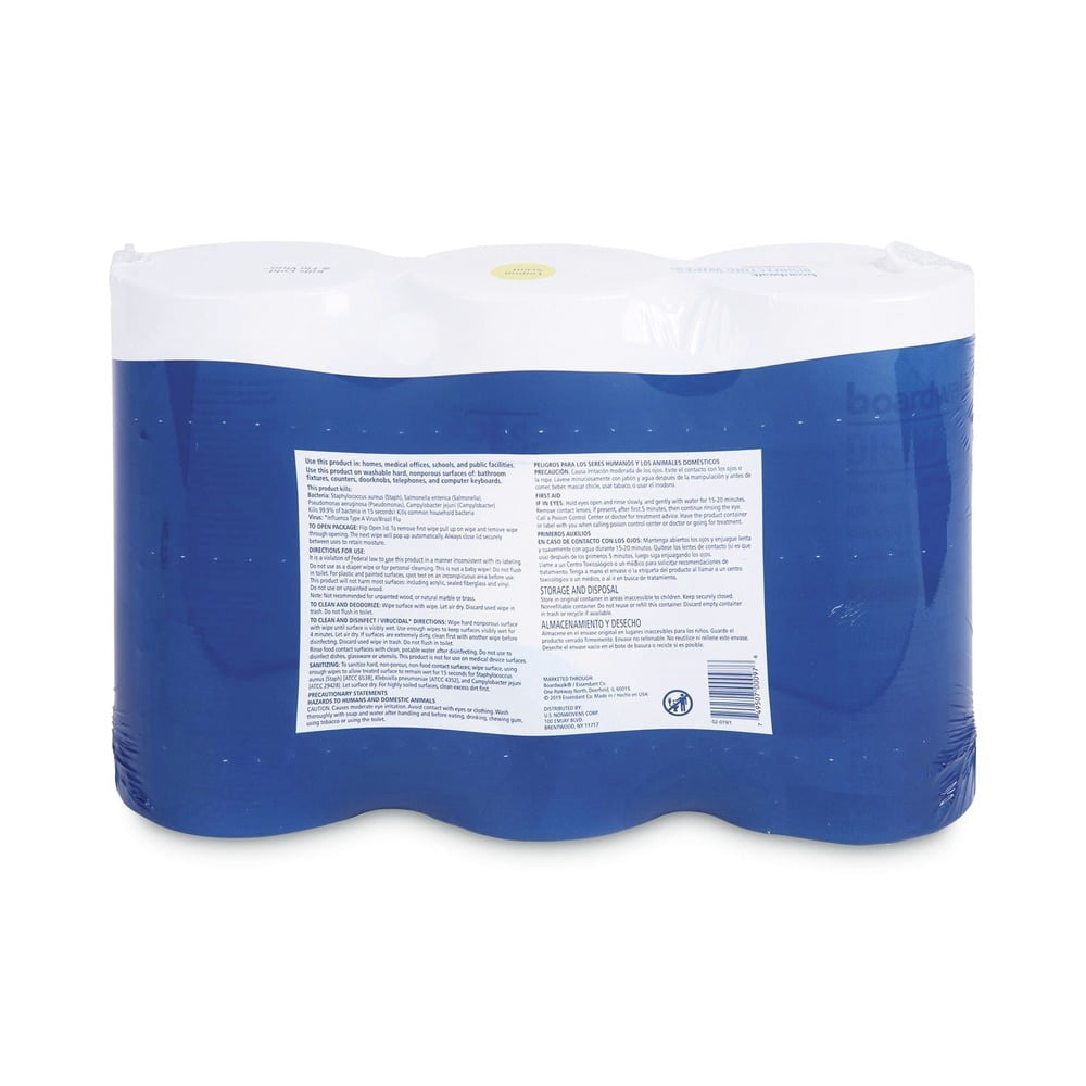 Boardwalk BWK455W753CT 7 in. x 8 in. Lemon Scent Disinfecting Wipes (4/Carton)
