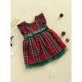 thumbnail image 3 of TheFound Toddler Girl Christmas Dress Ruffle Sleeve Back Bow Plaid Dress, 3 of 9