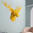 thumbnail image 3 of Deer Head Antlers Stag Statue Art Accessories Home Decor Statue Stag Head Geometrical Wall Mount Modern Gift For Gallery Cabinet Office Yellow, 3 of 7