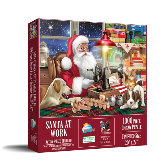 SUNSOUT INC - Santa at Work - 1000 pc Jigsaw Puzzle by Artist: Rafael Trujillo - Finished Size 20" x 27" Christmas - MPN# 42292