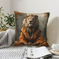 thumbnail image 6 of Haiem Jungle Meditating Lion Print Velvet Soft Solid Decorative Square Throw Pillow Covers Set with Elegant Piping Christmas Cushion Case for Sofa Bedroom Car-20"x20", 6 of 8