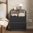 thumbnail image 7 of FANRAL Set of 2 Modern 2 Drawer Nightstands with Charging Station,Wooden Bedside Table End Table with Curved Silhouette & Metal Handles,Black Night Stand, 7 of 7