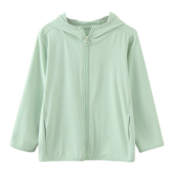 Generic Cute Jackets Toddler Summer Boys Girls Long Sleeve Sun Proof Clothing Solid Color Outdoor Breathable Light Coat Light Air Conditioning Clothes(Green,2-3 Years)