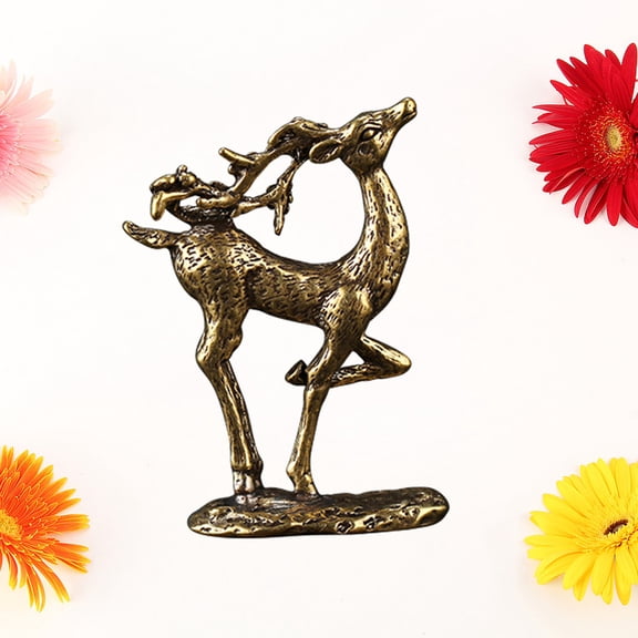ETEREAUTY 1Pc Metal Coffee Deer Ornament for Home Decor, Artistic Deer Figurine Craft, Elegant Decoration