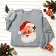 thumbnail image 6 of Women's Christmas Santa Print Sweatshirt, X-mas Party Holiday Crewneck Long Sleeve Fleece Lined Relaxed Tops, S-XXL, 6 of 7