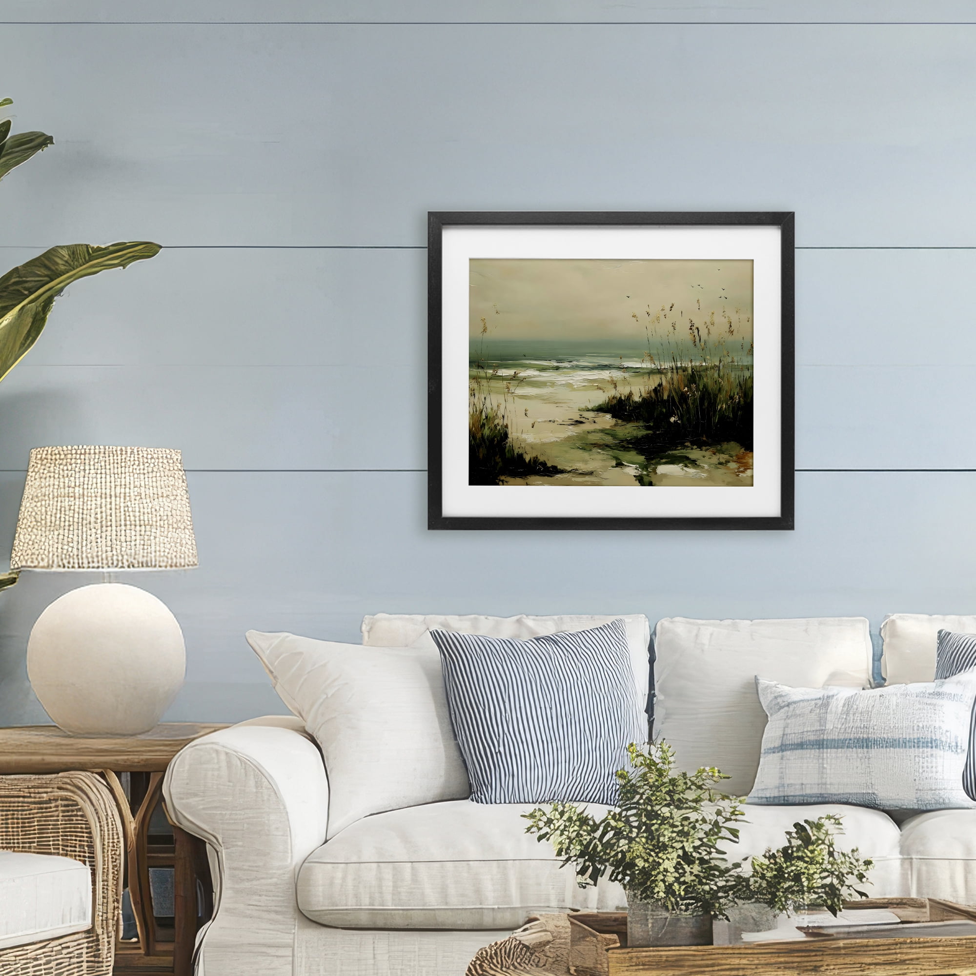Stupell Industries Sea Oats on the Beach Black Framed Print Under Glass, design by Franklyn Gregory