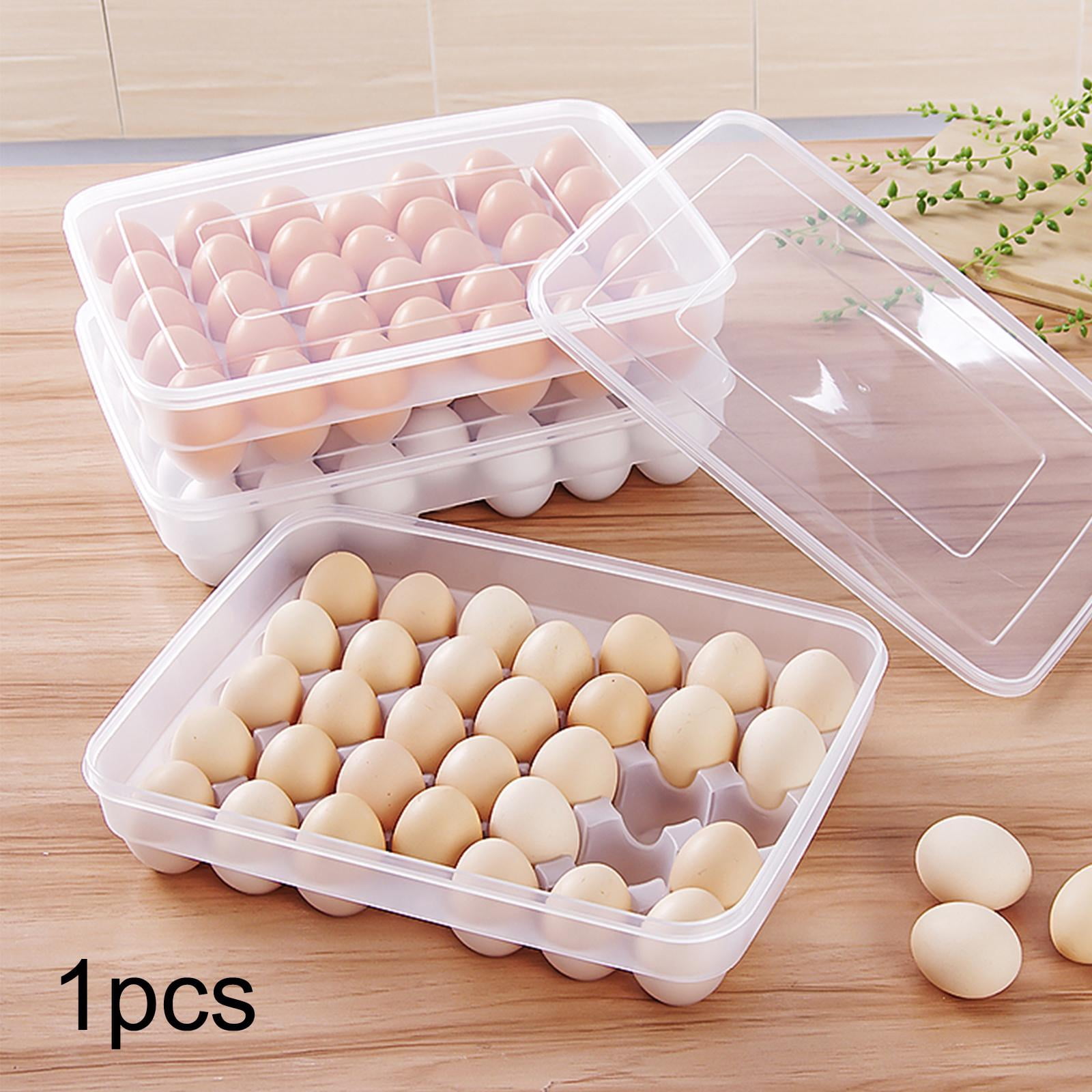 TISHITA 2xEgg Container Egg Bins Keep Fresh Reusable Fridge Organizer Egg Holder