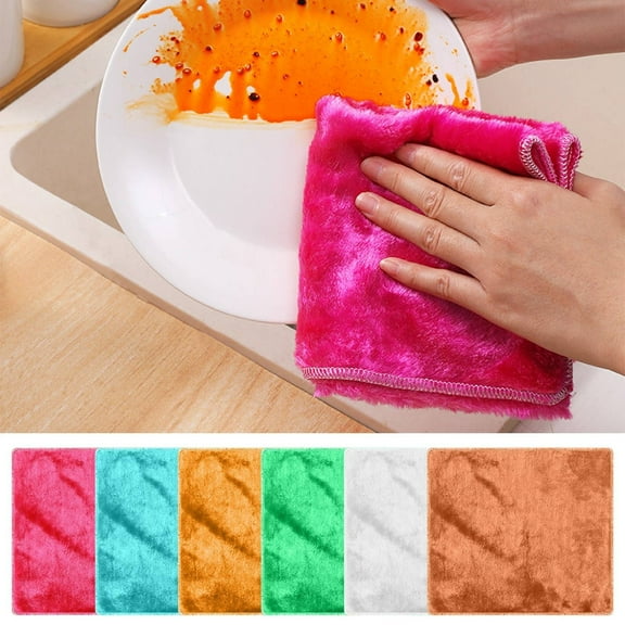 Kugisaki Coral Fleece Cleaning Cloth 7" x 9" Soft Microfiber Towels Absorbent Cleaning Rags Lint-Free Streak-Free Wash Cloths for House, Kitchen, Window