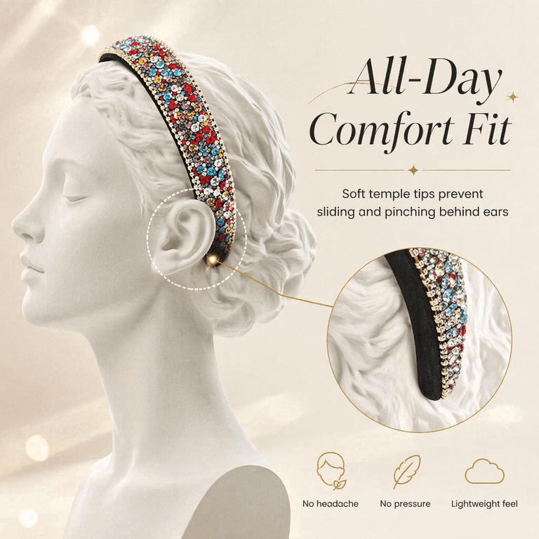 New! Rhinestone Headband Rhinestone Headband - 1 Pack Crystal Beaded Hair Bands for  main image 3
