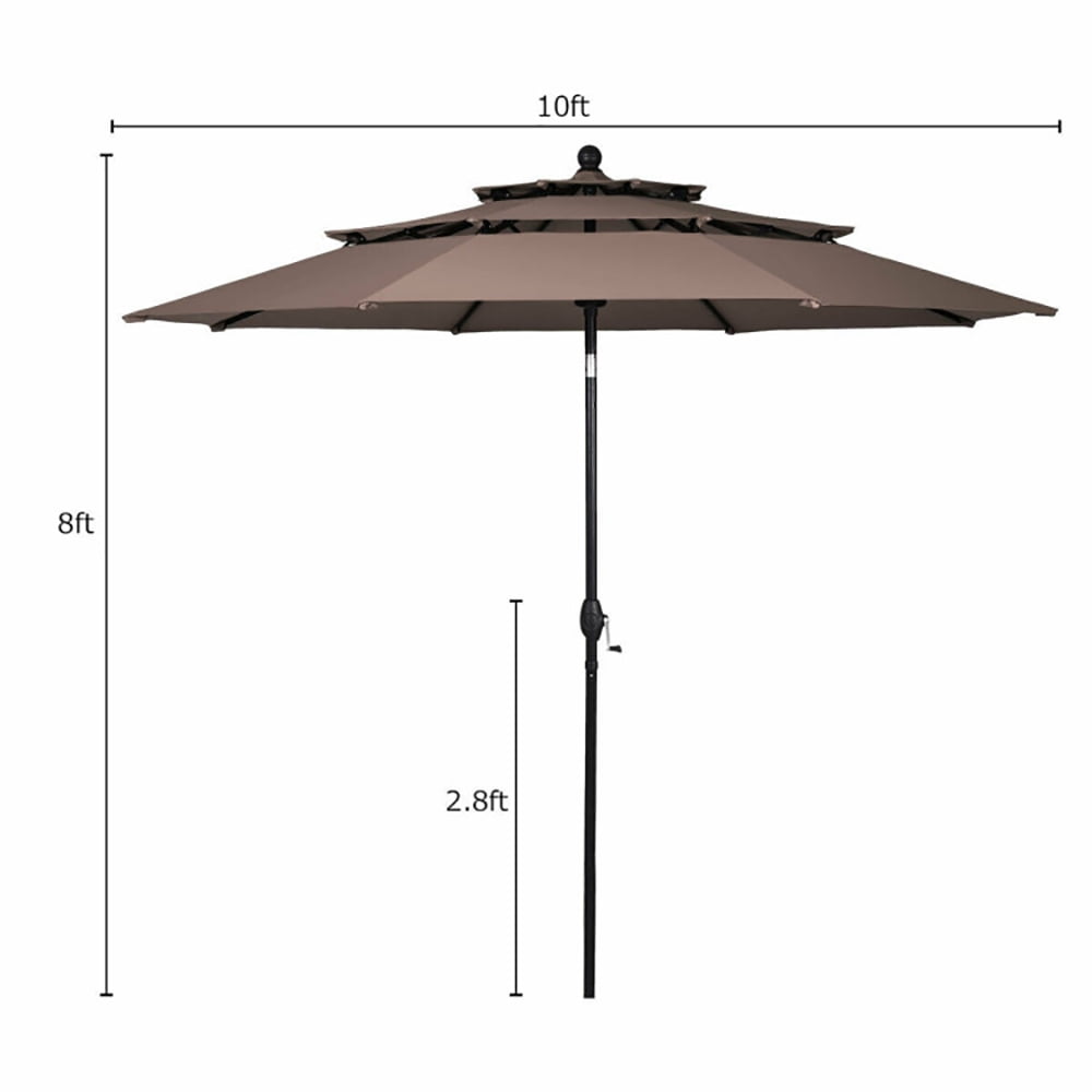 Aimee Lii 10ft 3 Tier Patio Umbrella Aluminum Sunshade Shelter Double Vented without Base, Sunbrella Patio Umbrellas, Tan Aimee Lii 10ft 3 Tier Patio Umbrella Aluminum Sunshade Shelter Double Vented without Base, Sunbrella Patio Umbrellas, Tan