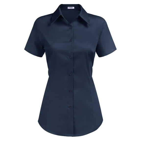 Zeagoo Womens Cotton Button Down Fitted Button Up Server Uniform Shirt
