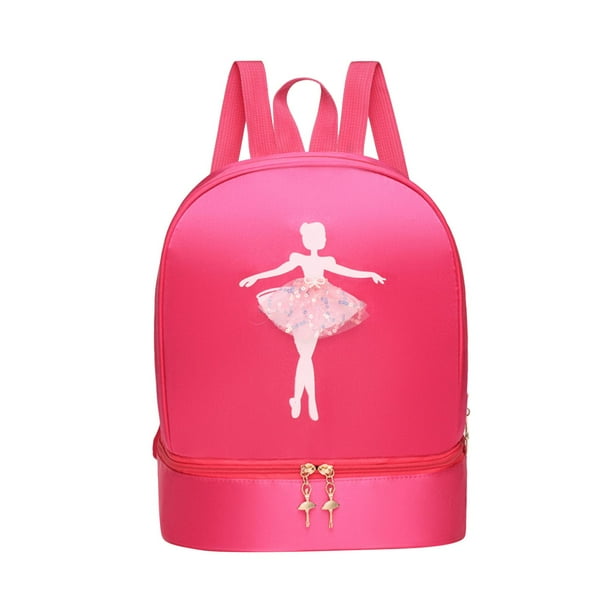 Mochila de ballet para niñas, bolsa de bailarina, mochila para niños con zapatos separados Rosa Roja Estilo A