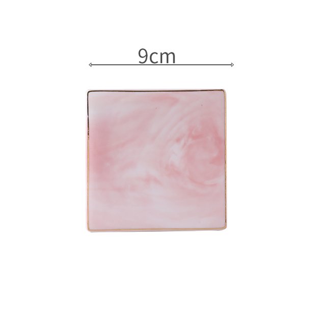 Ceramic Coaster Luxury Marble Pattern Electroplate Gold Line Porcelain Mats Table Decoration Accessories Kitchen Tool