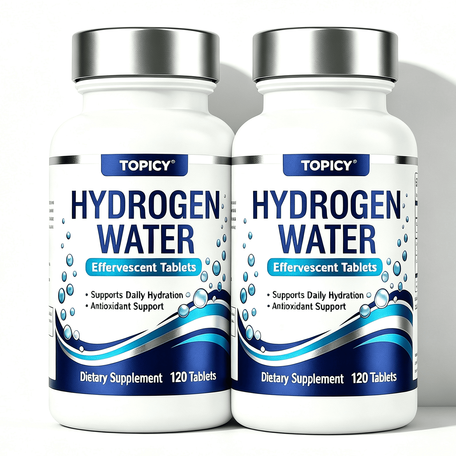 TOPICY Hydrogen Water Tablets Active Molecular H2 Supplement Fast Dissolving 120 Count, 2 Pack