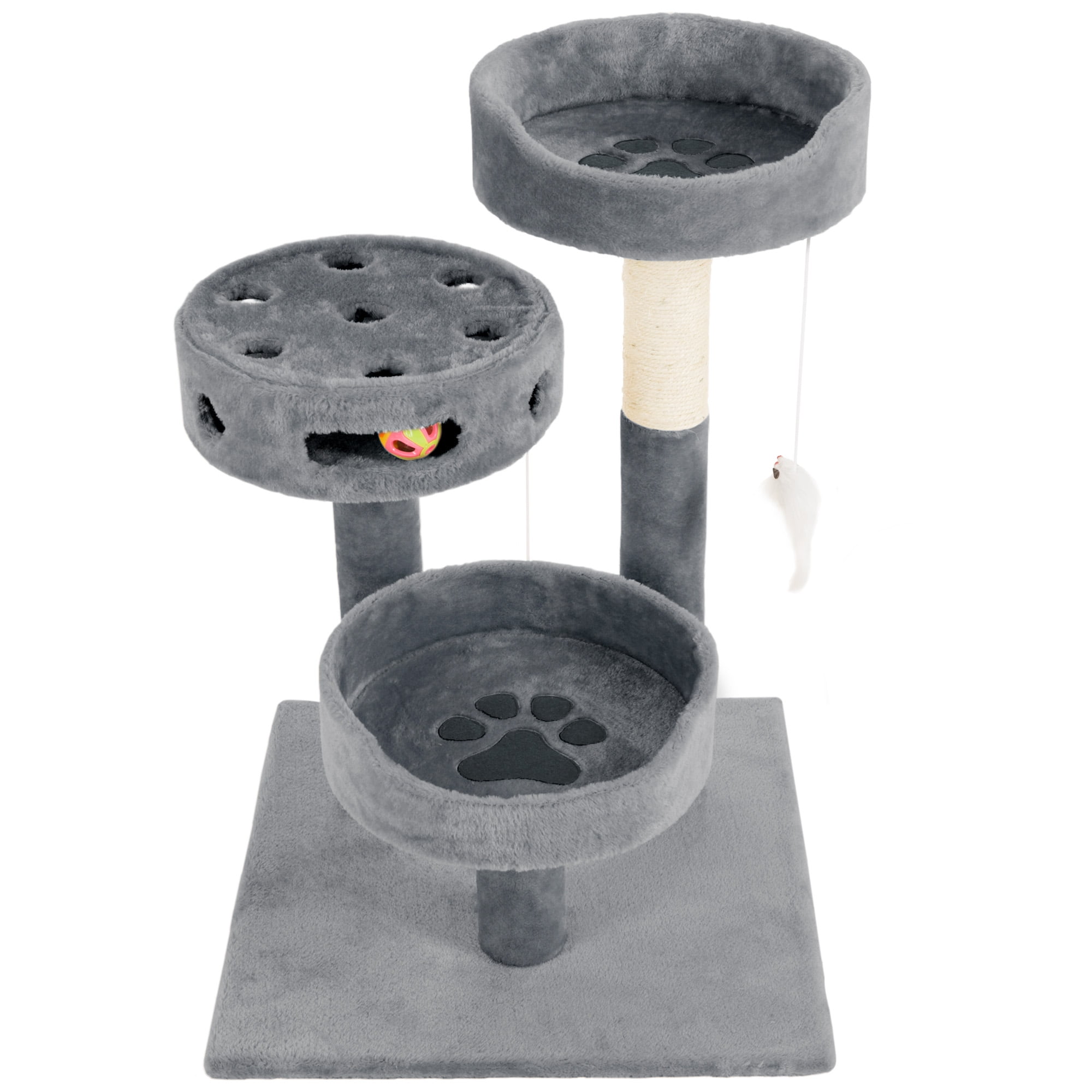 PETMAKER Tall Cat Tree Condo with Perches, Scratch Post, and Wheel Toy