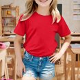 thumbnail image 6 of MUXiin Boys Girls School T-Shirts Cute Letter Graphic Short Sleeve Crewneck Breathable Casual Summer Tee Tops,130Red, 6 of 7