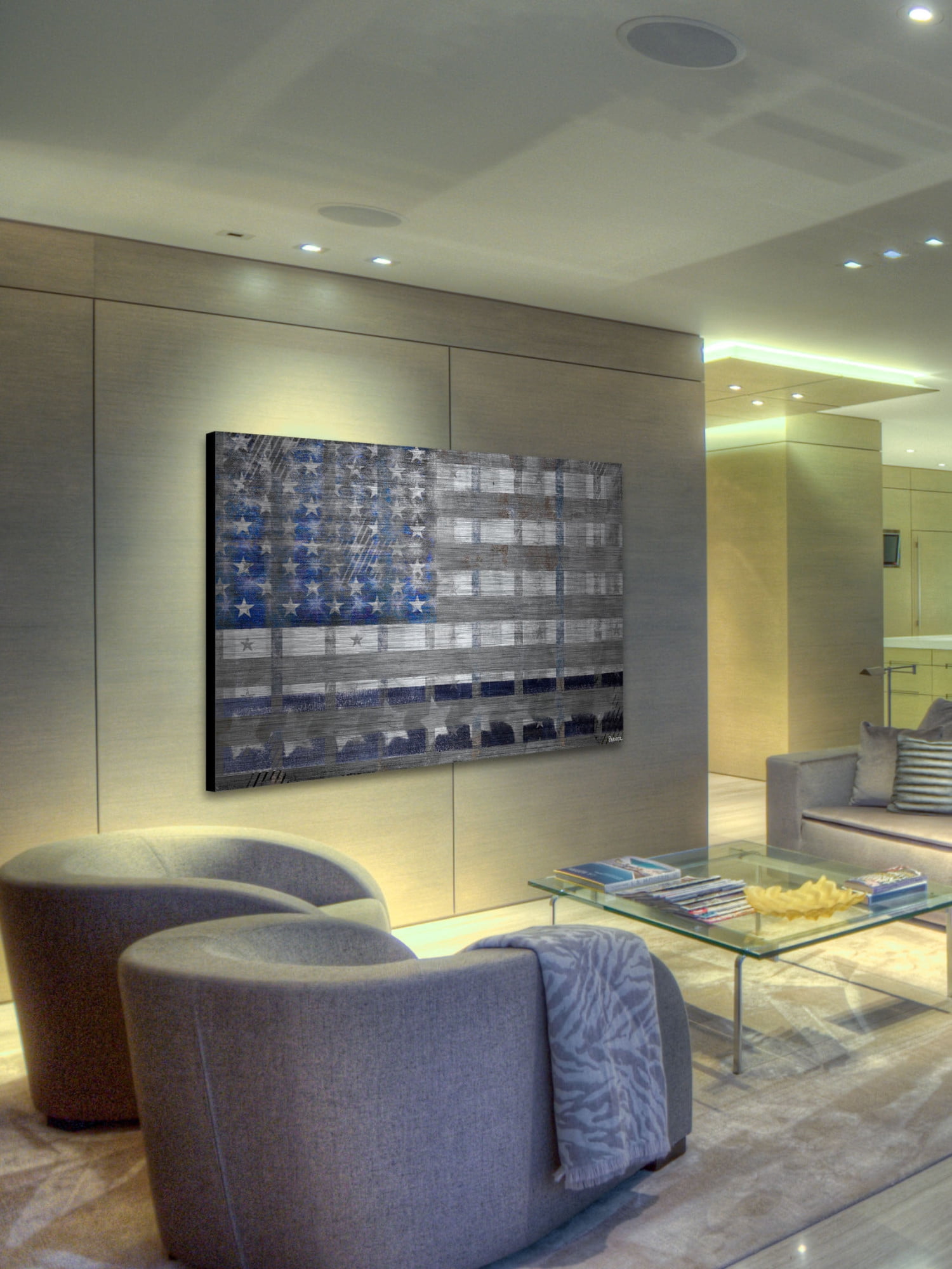 Parvez Taj "Blue America" Print on Brushed Aluminum