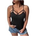 thumbnail image 2 of Weiqiqre Oversized Tshirts for Women Cut Out Criss Cross Sleeveless Camisole Sexy Spaghetti Strap Cami Top, 2 of 5
