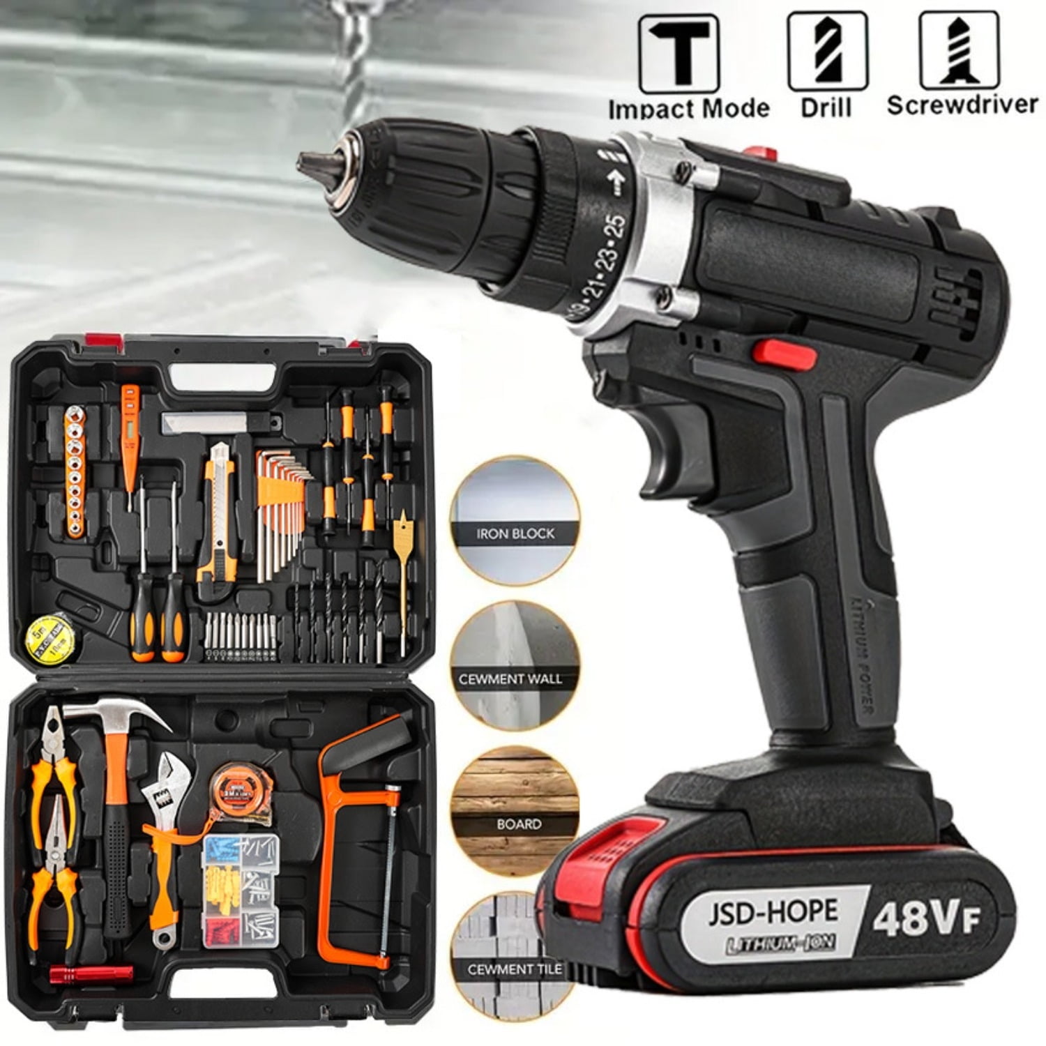 Cordless Drill 21V-2-Speed Lithium-Ion Rechargeable Hand Drill, Lightweight Pistol Grip Design for Home DIY, Electric Screwdriver with Dual Speed Control