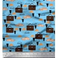 thumbnail image 1 of Soimoi Modal Satin Fabric Hat,Car & Suitcase Travel Print Fabric by Yard 42 Inch Wide, 1 of 3