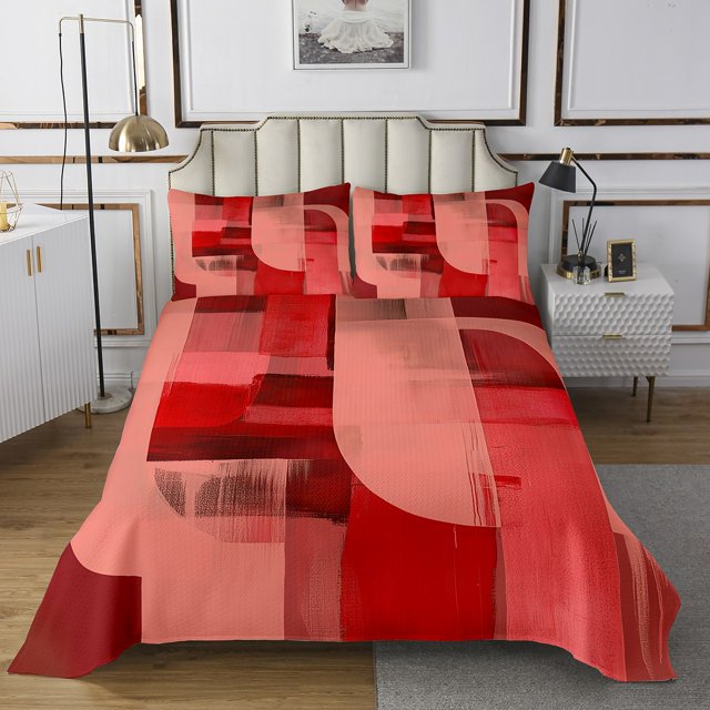 Erosebridal Vintage Abstract Coverlet Set Queen, Geometric Stripes Bedding Set, Mid Century Bed Set, Breathable Room Decor, 3 Pieces