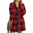 thumbnail image 2 of Women's Mid-length Plaid Button Down Shacket Jacket Long Sleeve Casual Coat with Pockets, 2 of 4