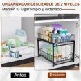 thumbnail image 2 of Organizadores de Cajones de Cocina Organizador Debajo del Fregadero,2 Niveles Organizador Cajones Escritorio，Estante de Almacenamiento Multipropósito para la cocina del baño，Negro, 2 of 4