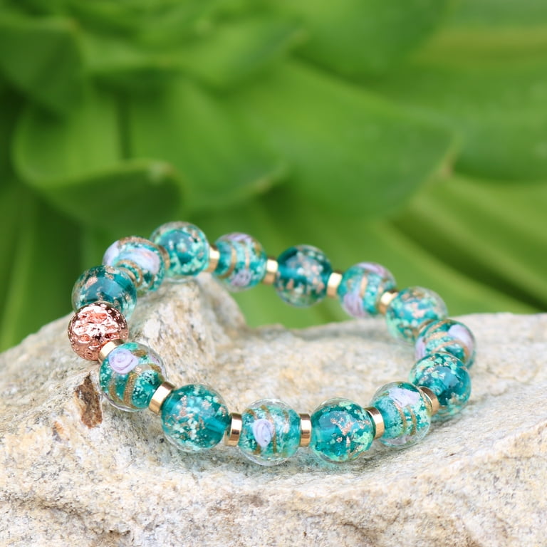 Ocean Blue And Green Stretchy Clay Bead Bracelet