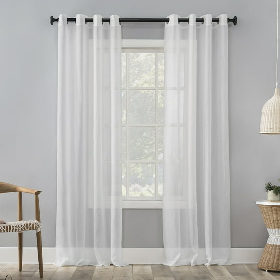 Mainstays Marjorie Crushed Sheer Voile Grommet White Curtain Panel