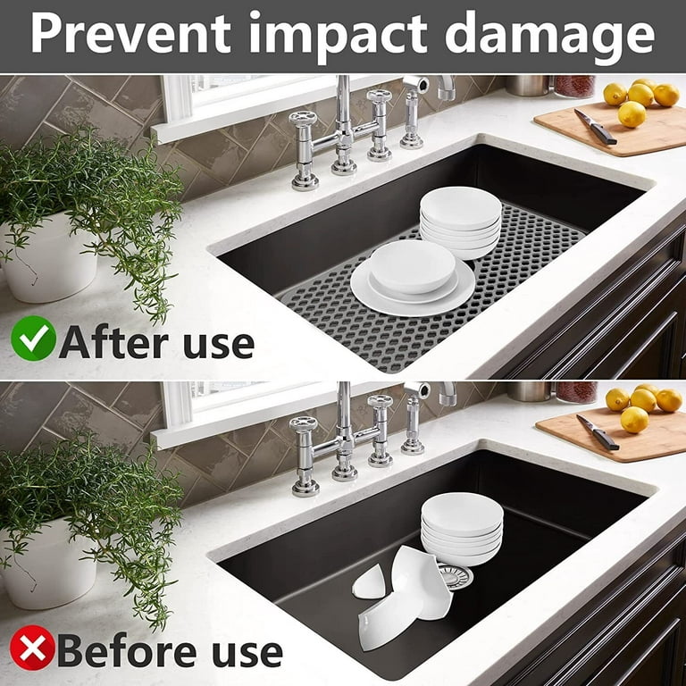2X Kitchen Sink Mat Non-Slip Rubber Drain Pad Protector Food Drainer Drying  Mat