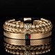 thumbnail image 2 of Pulsera trenzada hecha a mano de lujo para hombres, pulsera de acero inoxidable con cabeza de leopardo, esmalte verde y rojo, joyería de pavé CZ, envío directo, 2 of 4