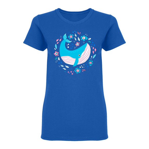 Cute Blue Artistic Whale Shaped Tee Women's -Image by Shutterstock
